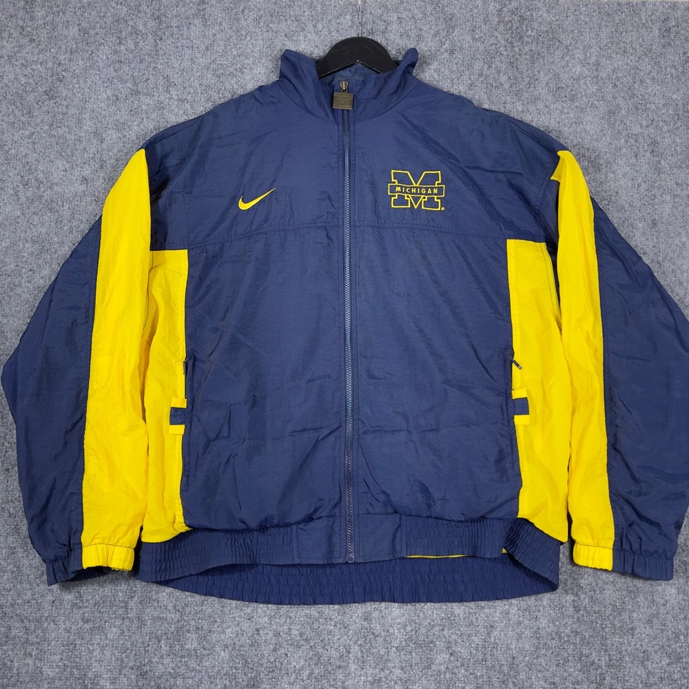 Vintage Nike Michigan Wolverines Windbreaker Jacket Mens XL Blue Full Zip